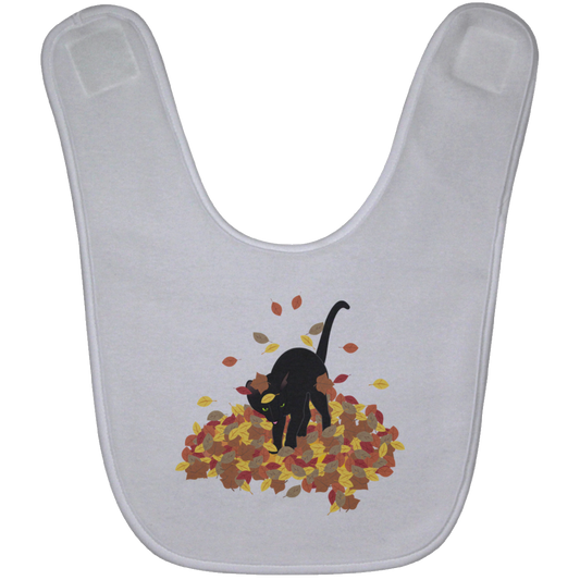 Cat in Leaves Baby Bib