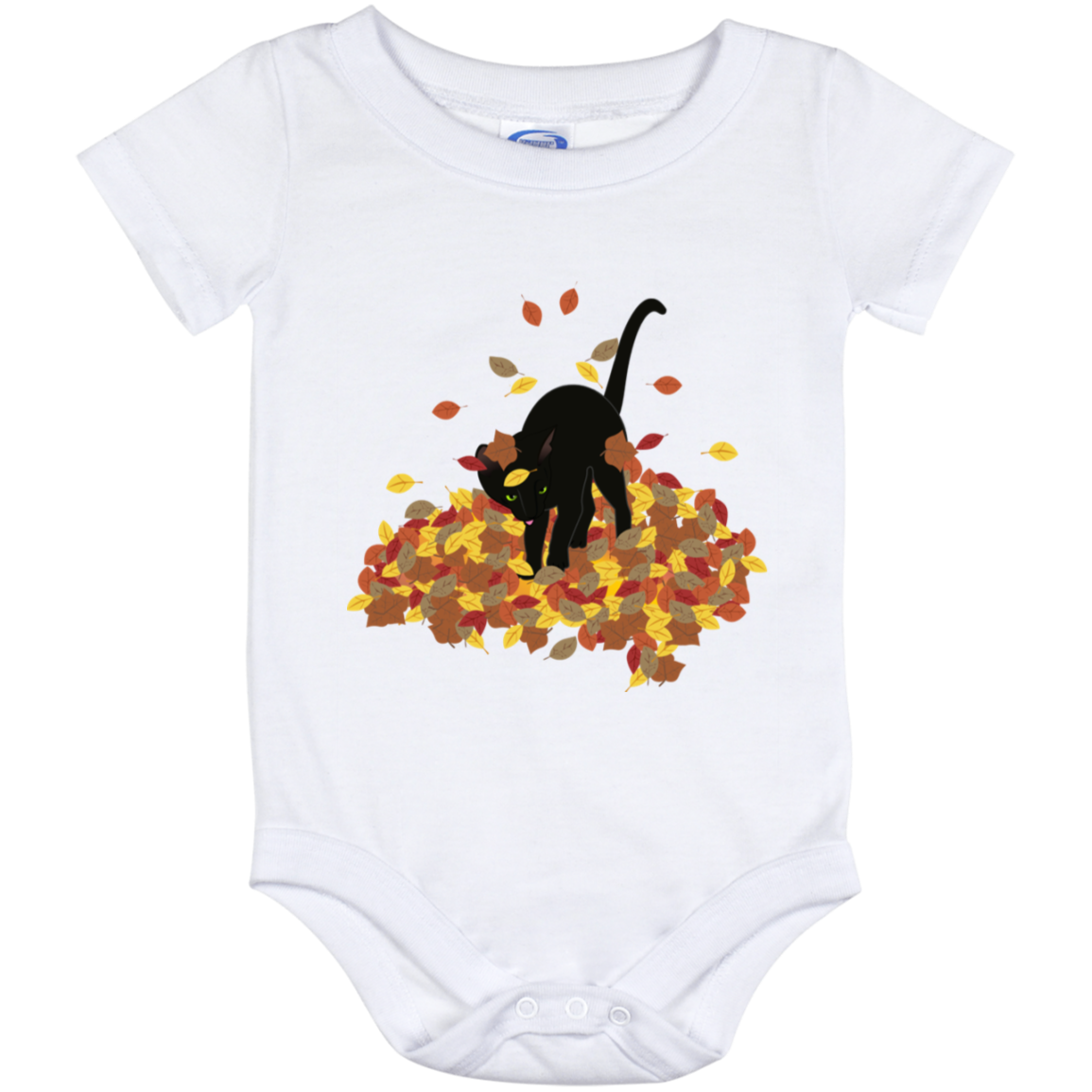 Cat in Leaves Baby Onesies