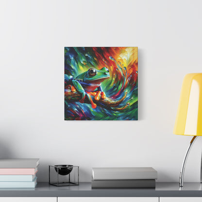 Treefrog Swirl Expressionist Canvas Art Print