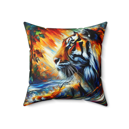 Tiger Focus - Square Pillow