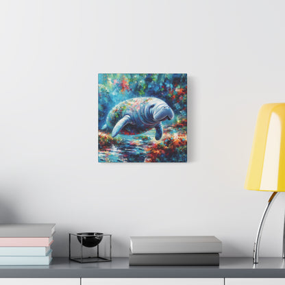 Manatee Garden Expressionist Canvas Art Print