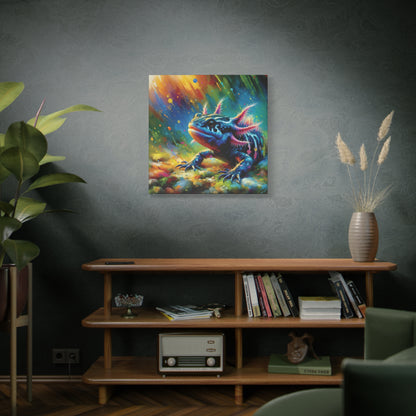 Axolotl Expressionist Art on Square Canvas