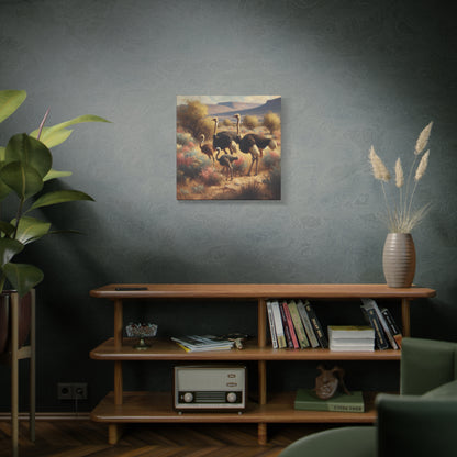 Ostrich Flock Impressionist Canvas Wall Art