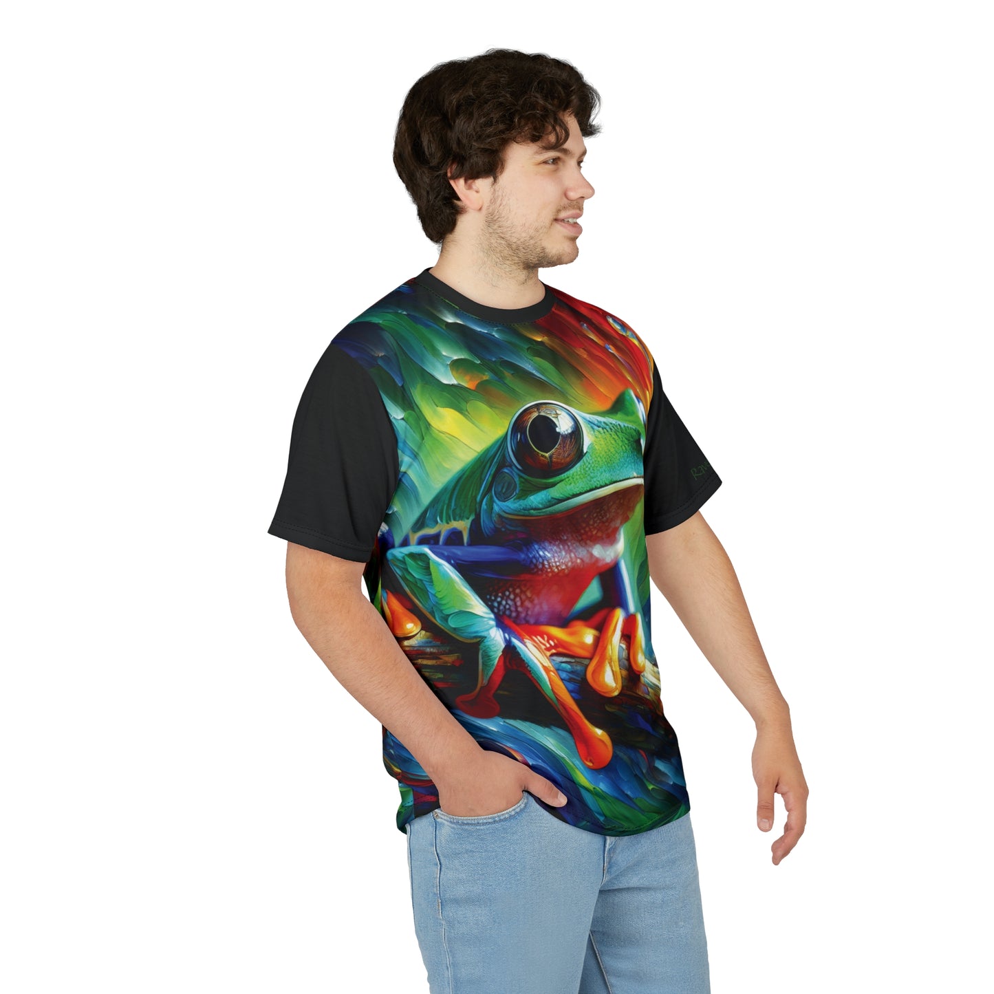 Treefrog Swirl Art Tee | Colorful Unisex Cut & Sew T-Shirt, Wildlife Apparel, Unique Graphic Tee