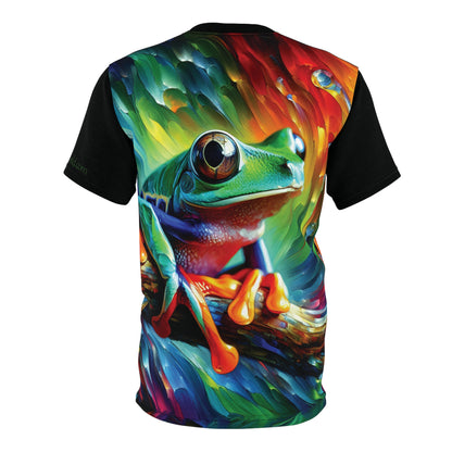 Treefrog Swirl Art Tee | Colorful Unisex Cut & Sew T-Shirt, Wildlife Apparel, Unique Graphic Tee
