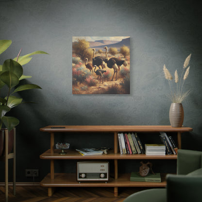 Ostrich Flock Impressionist Canvas Wall Art