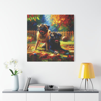 Pug Buddies Expressionist Canvas Art Print