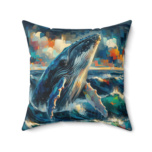 Humpback Breaching - Square Pillow