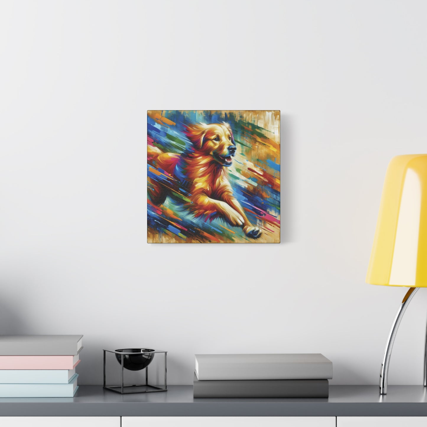 Golden Retriever Greeting Expressionist Canvas Art Print