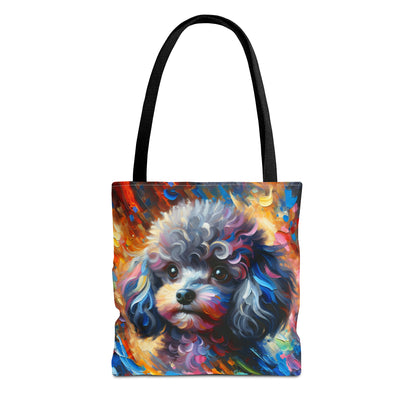 Silver Poodle Pup Tote Bag