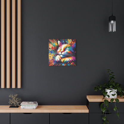 Canvas Wall Art - Contented Cat - Modern Impressionist Art Style