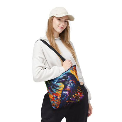 Colorful Raven Portrait Tote Bag - Stylish and Functional for Corvid Lovers