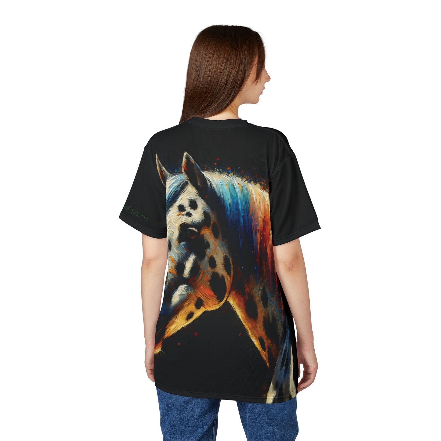 Appaloosa Horse Portrait Vibrant Art Tee | Colorful Unisex Cut & Sew T-Shirt, Wildlife Apparel, Unique Graphic Tee, Birthday Gift