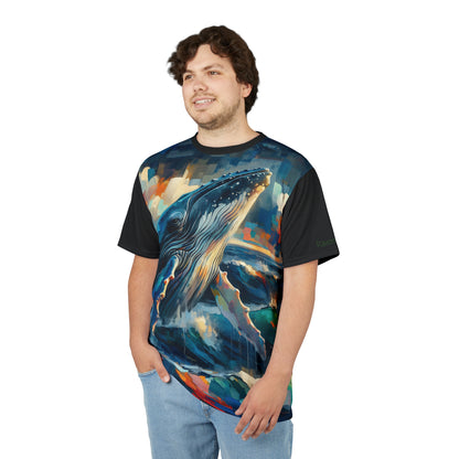 Humpback Breaching Art Tee | Colorful Unisex Cut & Sew T-Shirt, Wildlife Apparel, Unique Graphic Tee