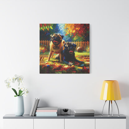 Pug Buddies Expressionist Canvas Art Print