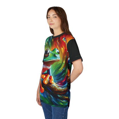 Treefrog Swirl Art Tee | Colorful Unisex Cut & Sew T-Shirt, Wildlife Apparel, Unique Graphic Tee