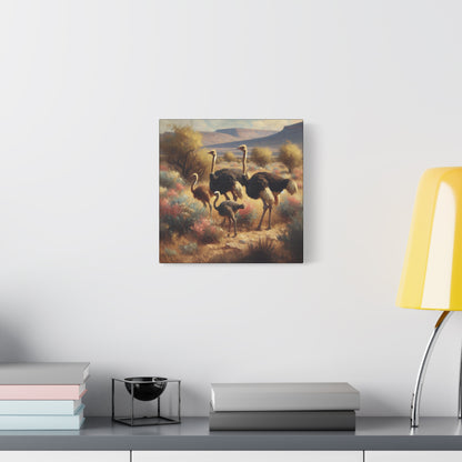 Ostrich Flock Impressionist Canvas Wall Art
