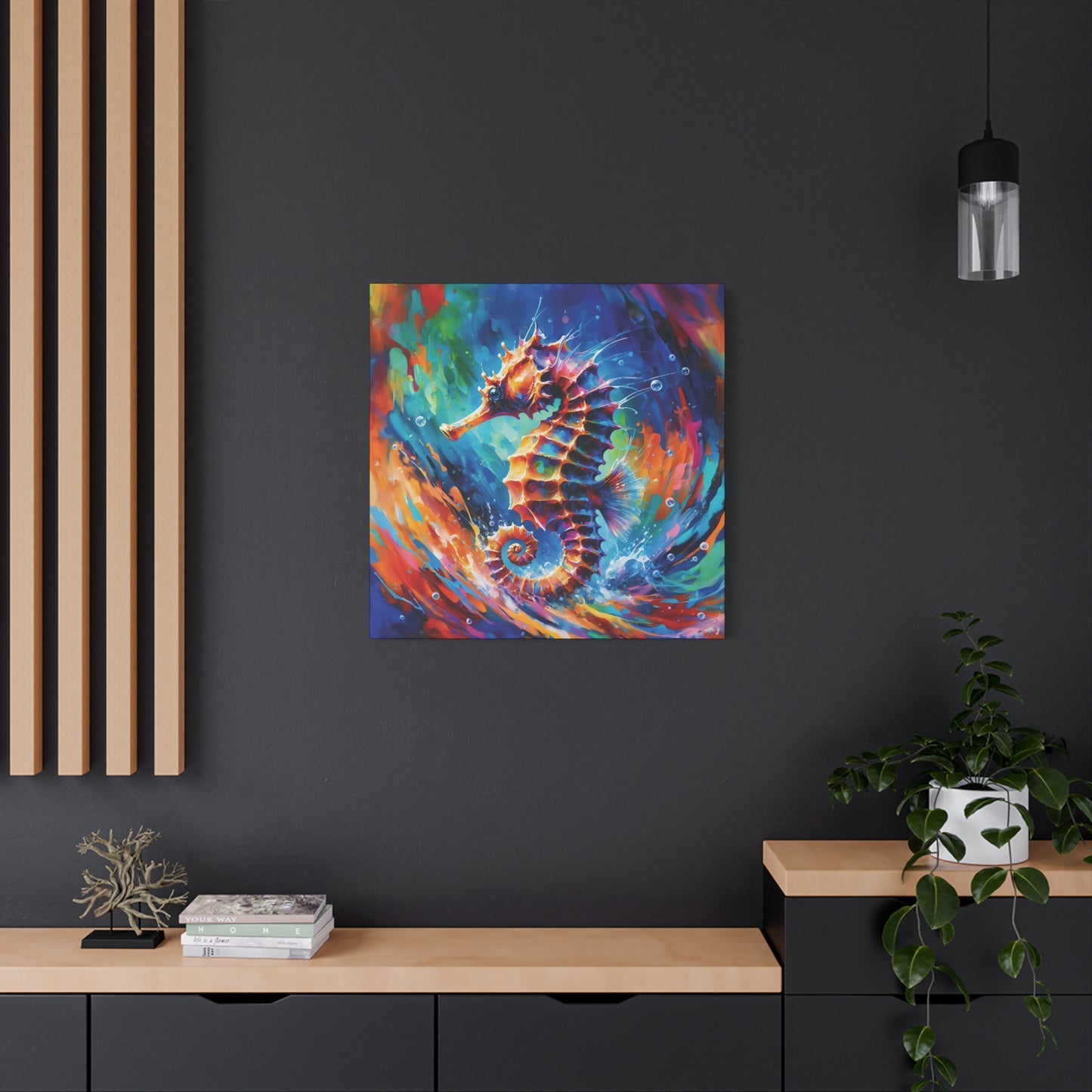 Expressionist Seahorse Canvas Wall Art - Stunning Aquatic Print