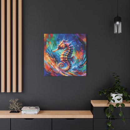 Expressionist Seahorse Canvas Wall Art - Stunning Aquatic Print