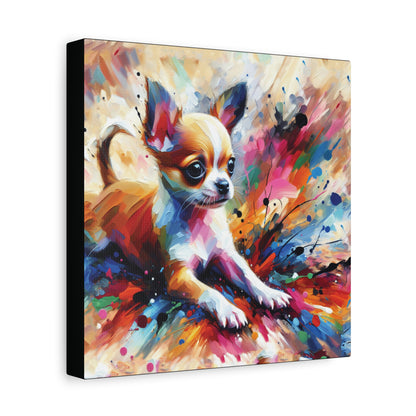 Colorful abstract painting of a chihuahua dog on a colorful background