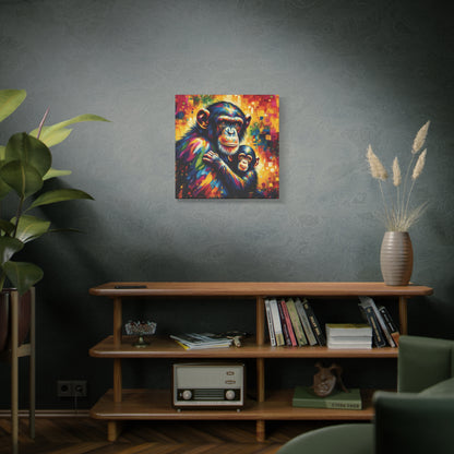 Chimpanzee with Baby Expressionist Canvas Art Print