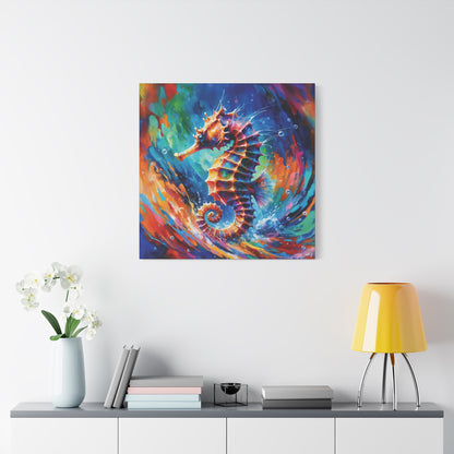 Expressionist Seahorse Canvas Wall Art - Stunning Aquatic Print