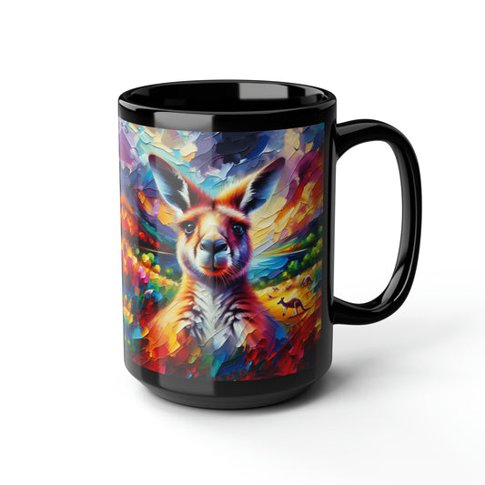 Kangaroo Photo Bomb - Black Mugs (11oz, 15oz)