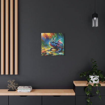 Axolotl Expressionist Art on Square Canvas