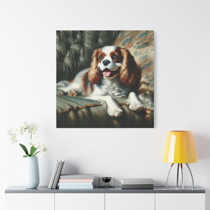 Cavalier King Charles Spaniel on Sofa Impressionist Canvas Art Print