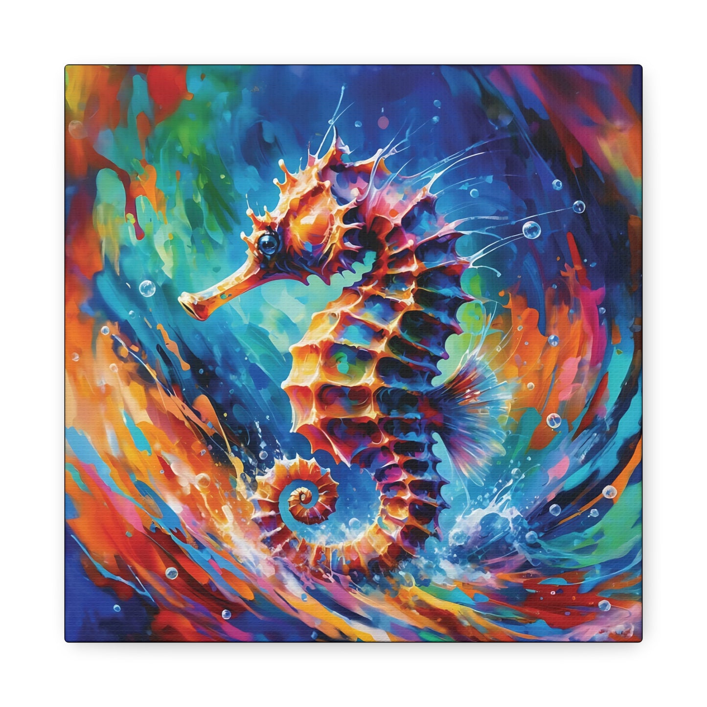 Expressionist Seahorse Canvas Wall Art - Stunning Aquatic Print