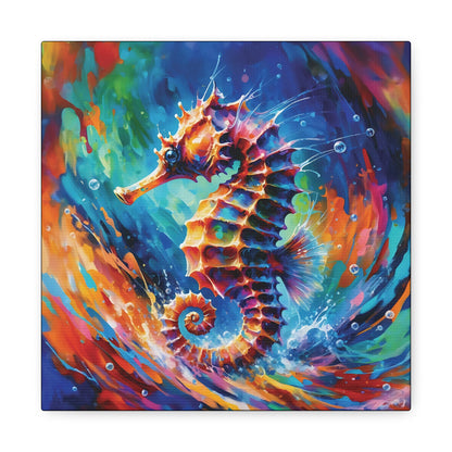 Expressionist Seahorse Canvas Wall Art - Stunning Aquatic Print