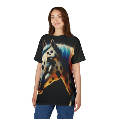 Appaloosa Horse Portrait Vibrant Art Tee | Colorful Unisex Cut & Sew T-Shirt, Wildlife Apparel, Unique Graphic Tee, Birthday Gift