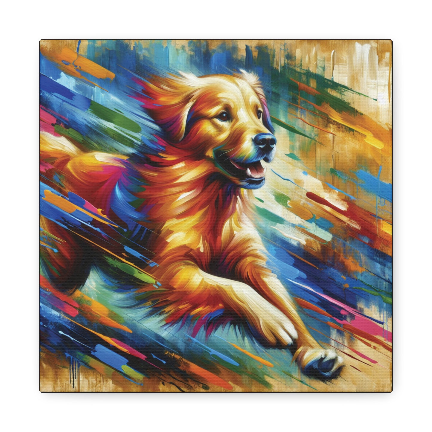 Golden Retriever Greeting Expressionist Canvas Art Print