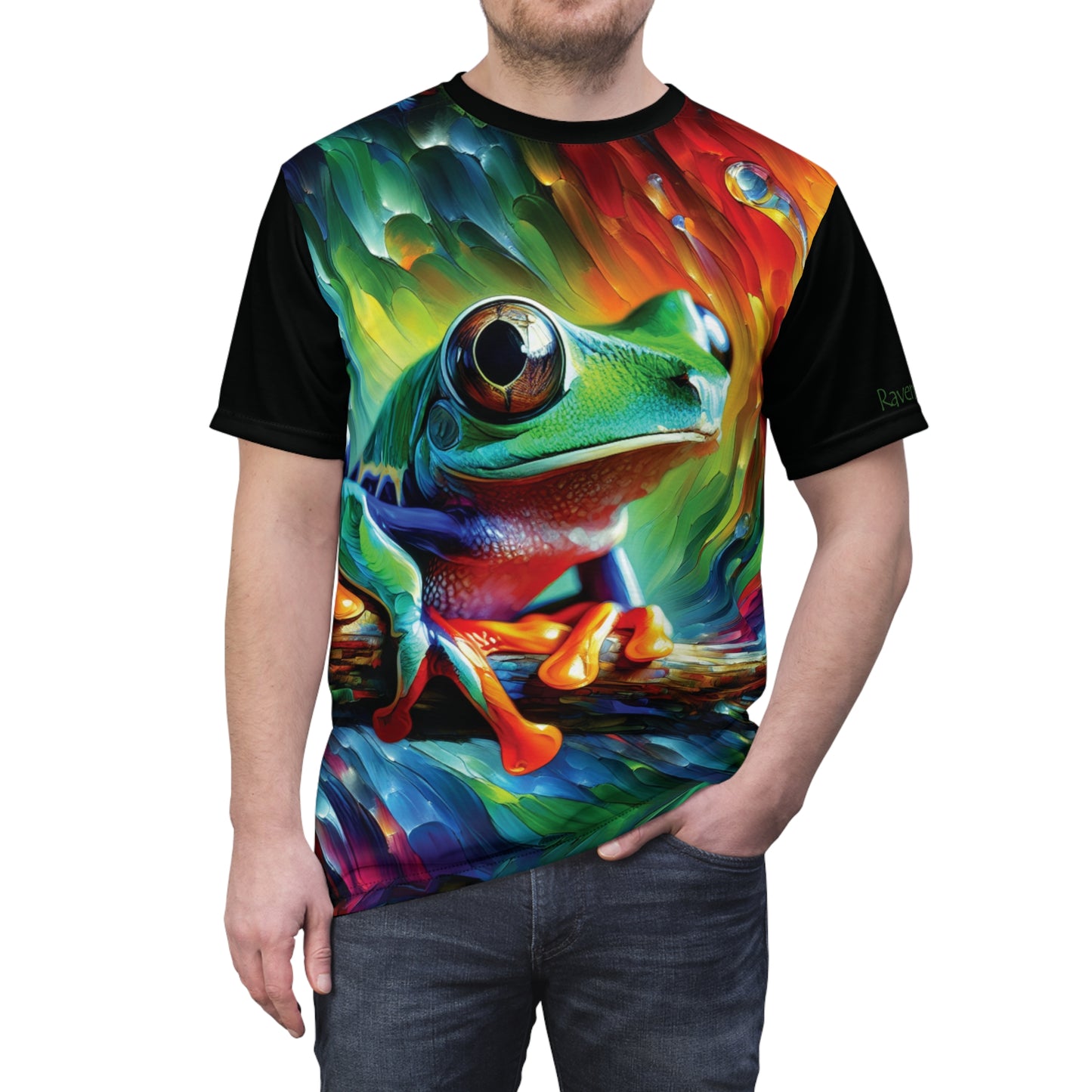 Treefrog Swirl Art Tee | Colorful Unisex Cut & Sew T-Shirt, Wildlife Apparel, Unique Graphic Tee
