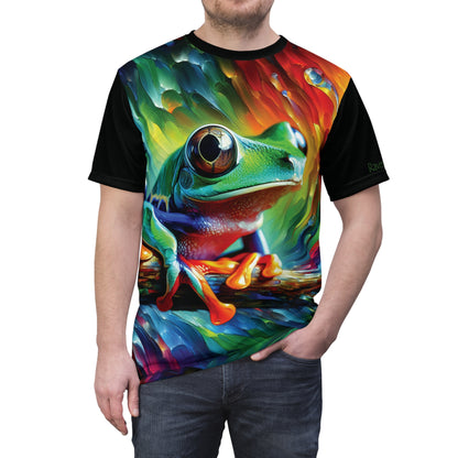Treefrog Swirl Art Tee | Colorful Unisex Cut & Sew T-Shirt, Wildlife Apparel, Unique Graphic Tee