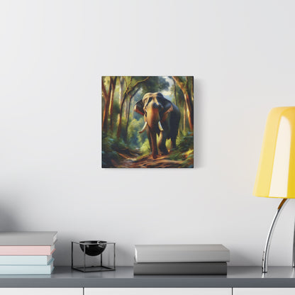 Asiatic Elephant Bull on Forest Trail - Post-Impressionist Style Canvas Wall Art