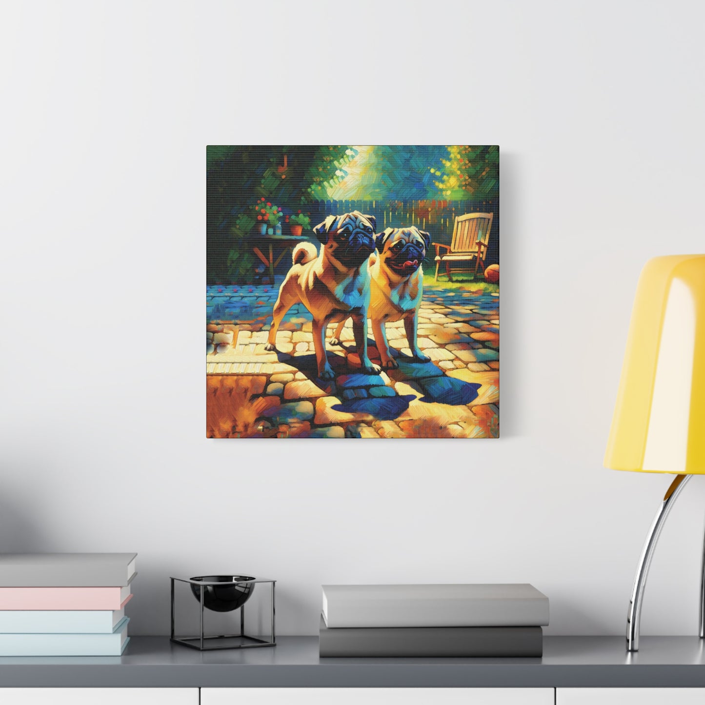 Fawn Pugs Expressionist Canvas Art Print