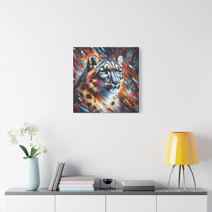 Colorful Snow Leopard Expressionist Canvas Wall Art
