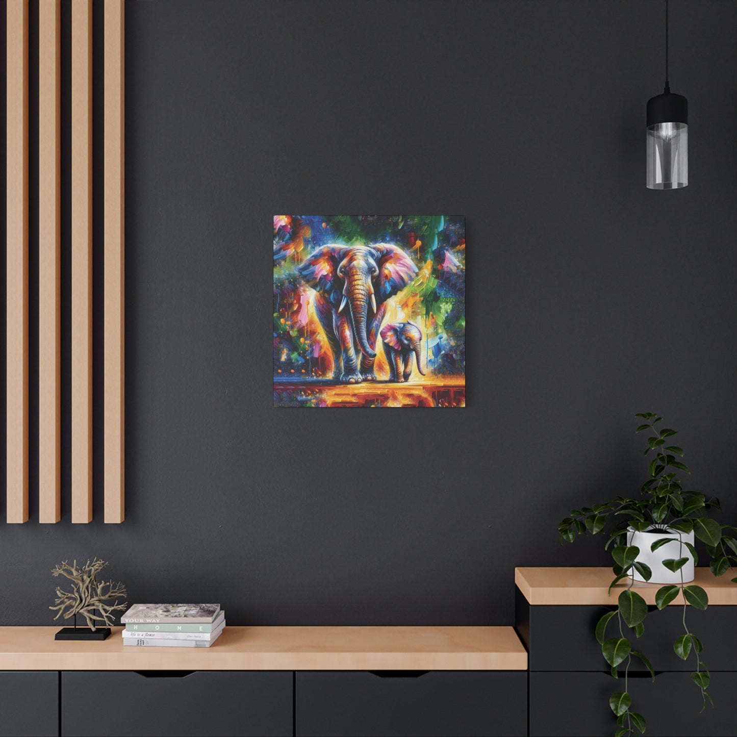 Celebrate Elephants! Expressionist Canvas Art Print