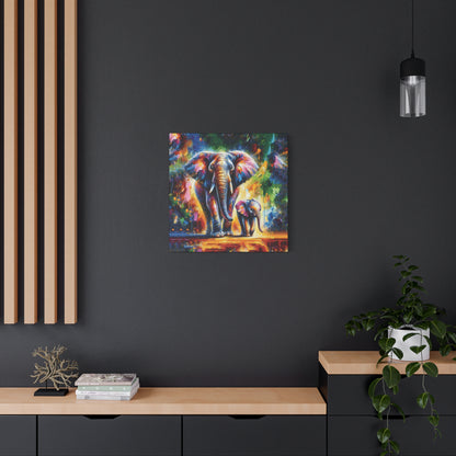 Celebrate Elephants! Expressionist Canvas Art Print