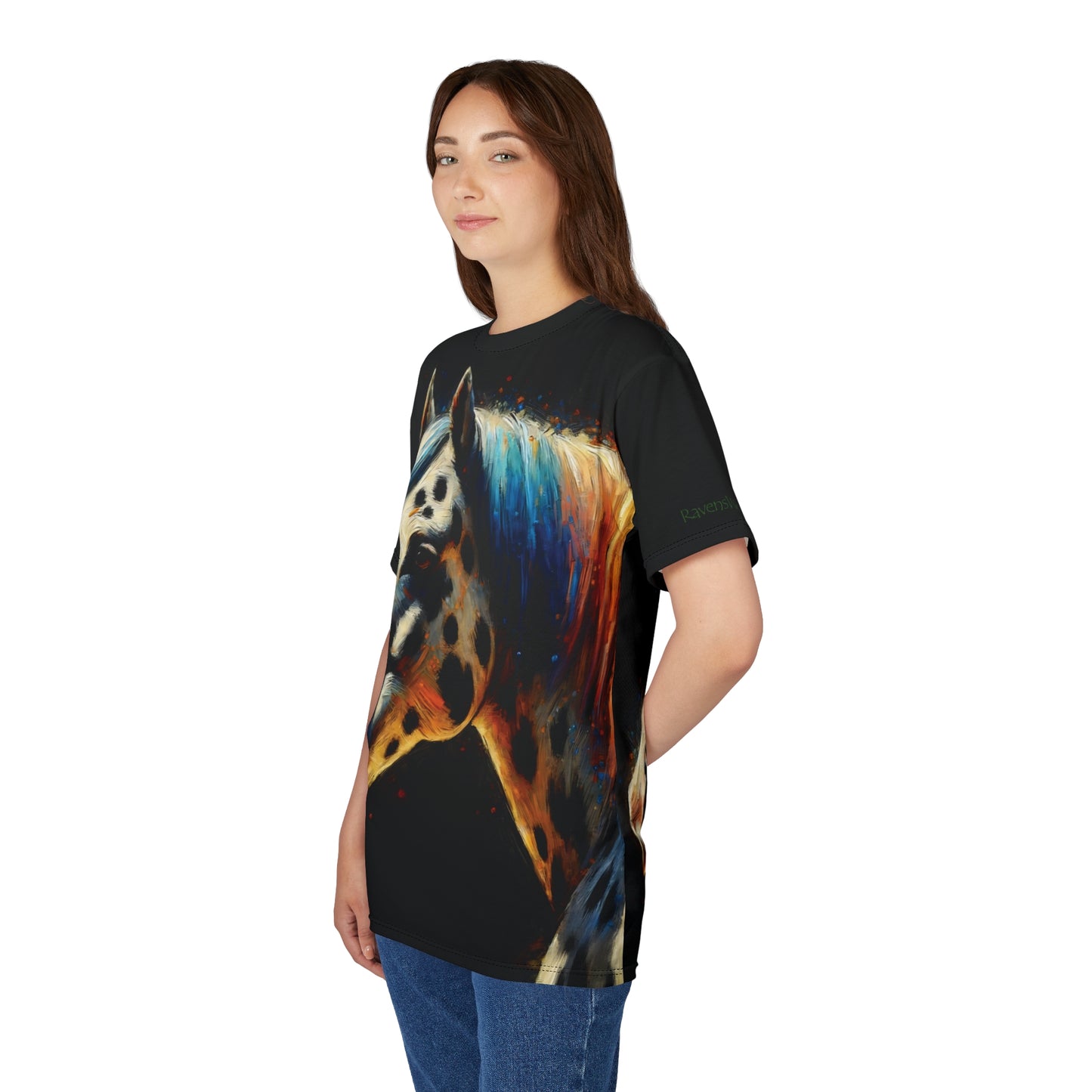 Appaloosa Horse Portrait Vibrant Art Tee | Colorful Unisex Cut & Sew T-Shirt, Wildlife Apparel, Unique Graphic Tee, Birthday Gift