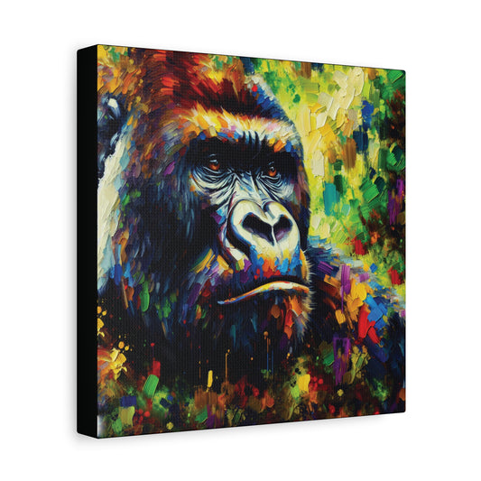 Colorful painting of a gorilla on an abstract background