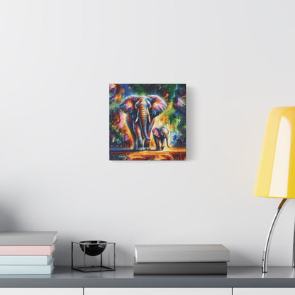 Celebrate Elephants! Expressionist Canvas Art Print