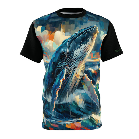 T-shirt with a whale design on a white background