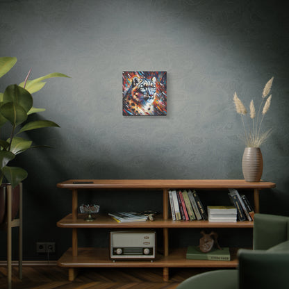 Colorful Snow Leopard Expressionist Canvas Wall Art