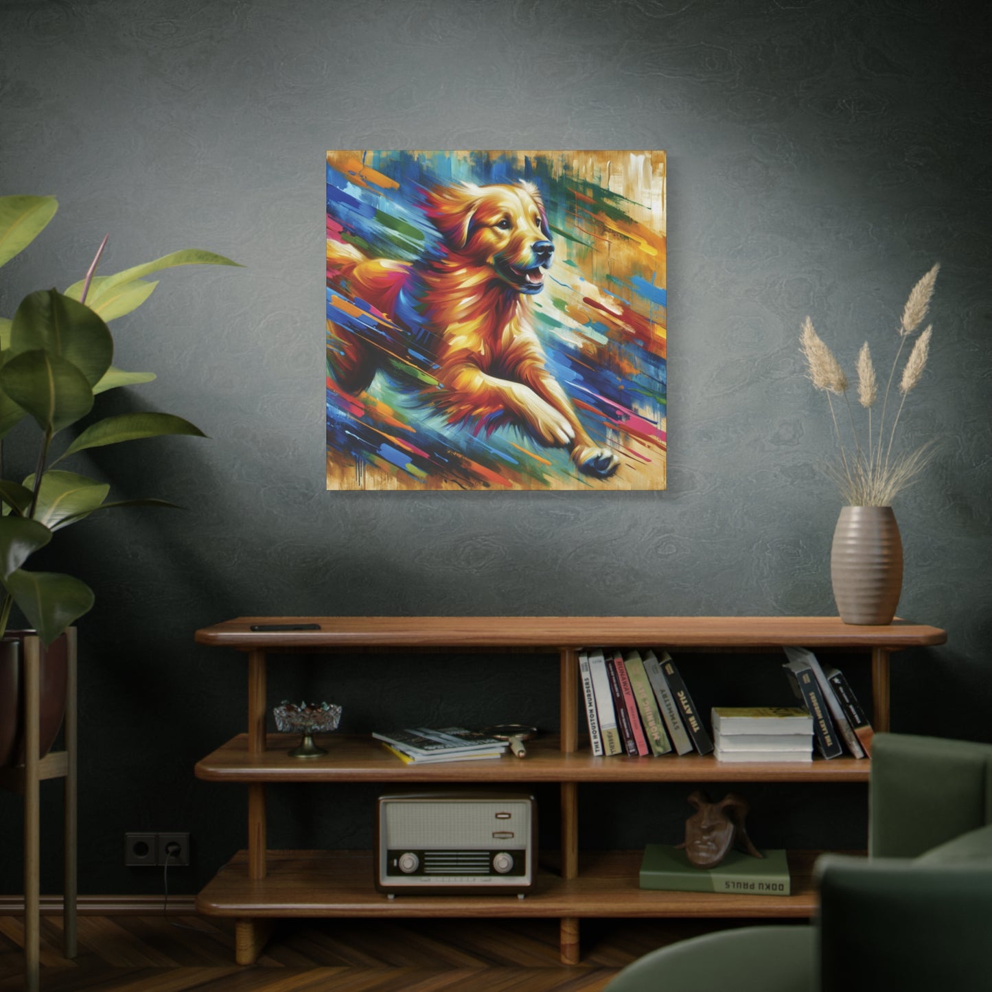 Golden Retriever Greeting Expressionist Canvas Art Print
