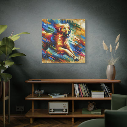 Golden Retriever Greeting Expressionist Canvas Art Print