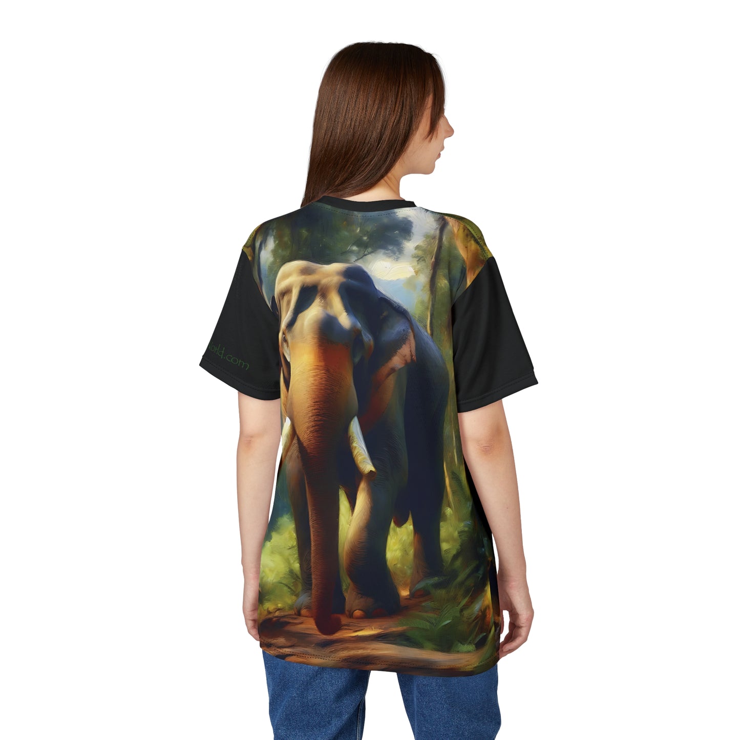 Asiatic Bull Elephant Vibrant Art Tee | Colorful Unisex Cut & Sew T-Shirt, Wildlife Apparel, Unique Graphic Tee, Birthday Gift