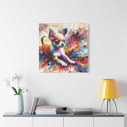 Chihuahua Mayhem Expressionist Canvas Art Print