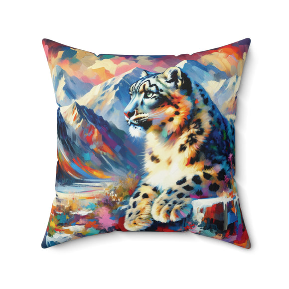 Himalayan Snow Leopard - Square Pillow